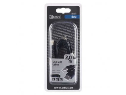 EMOS Nabíjecí a datový kabel propojovací USB-A 2.0 / USB-B 2.0, 2 m, černý SB7202