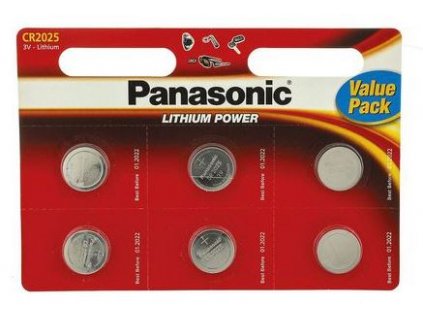 Panasonic Lithiové knoflíkové baterie CR2025 6 ks