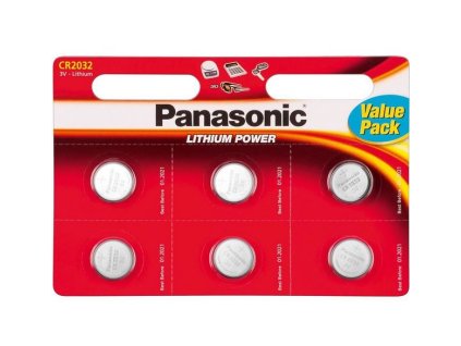Panasonic Lithiové knoflíkové baterie CR2032 6 ks