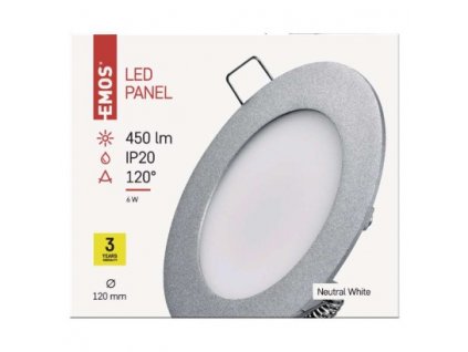 EMOS Lighting LED vestavné svítidlo PROFI, kruhové, bílé, 6W neutrální bílá ZD1222