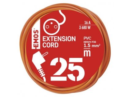 EMOS Prodlužovací kabel – spojka, 25m, oranžový P01125