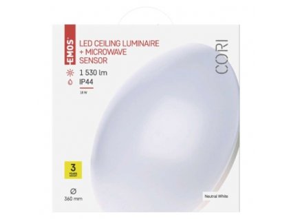 EMOS Lighting LED přisazené svítidlo CORI s pohyb. čidl., kr. 18W n.b., IP44 ZM3412