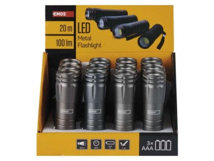 EMOS COB LED ruční kovová svítilna P4705, 100 lm, 3× AAA, P4705