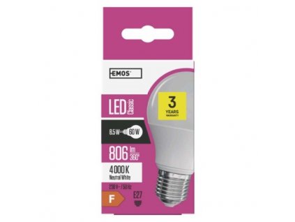 EMOS Lighting LED žárovka Classic A60 8,5W E27 neutrální bílá ZQ5141