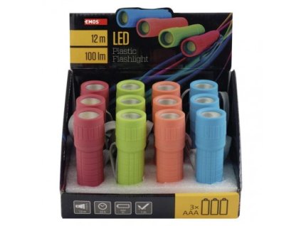 EMOS COB LED ruční svítilna P4706, 100 lm, 3× AAA, 12 ks, display box P4706