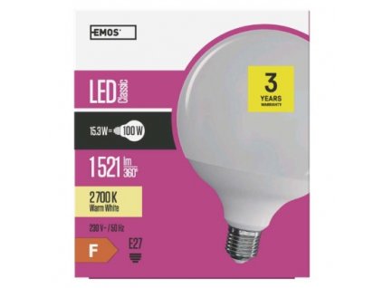 EMOS Lighting LED žárovka Classic Globe 15,3W E27 teplá bílá ZQ2180