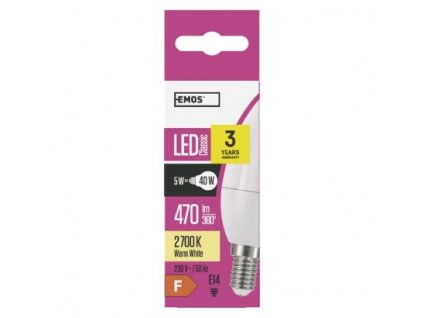 EMOS Lighting LED žárovka Classic Candle 5W E14 teplá bílá ZQ3220