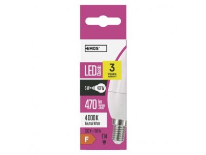 EMOS Lighting LED žárovka Classic Candle 5W E14 neutrální bílá ZQ3221
