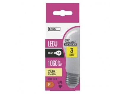 EMOS Lighting LED žárovka Classic A60 10,5W E27 teplá bílá, stmívatelná ZL4206