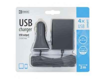 EMOS Univerzální USB adaptér do auta 7,3A (36,5W) max., kabelový V0216