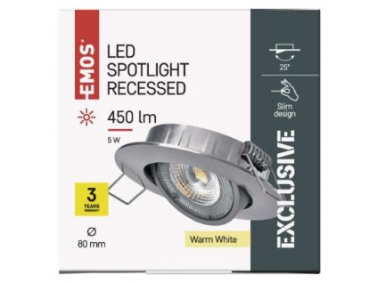 EMOS Lighting LED bodové svítidlo SIMMI stříbrné, kruh 5W teplá bílá ZD3221