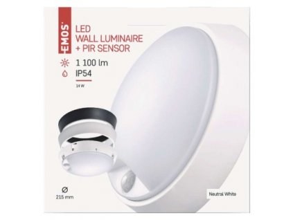 EMOS Lighting LED přisazené svítidlo ZURI s pohyb. čidl., kruhové č/b 14W n.b. ZM3231