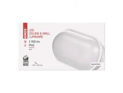 EMOS Lighting LED přisazené svítidlo QARI, oválné bílé 20W neutrální bílá, IP65 ZM3020