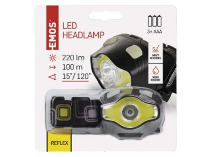EMOS COB LED + LED čelovka P3536, 220 lm, 100 m, 3× AAA P3536