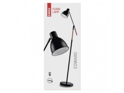 EMOS Stojací lampa EDWARD na žárovku E27, 150cm, černá Z7606