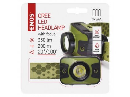 EMOS CREE LED čelovka P3539, 330 lm, 200 m, 3× AAA P3539