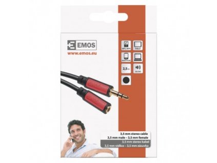 EMOS JACK kabel 3,5mm stereo, vidlice - 3,5mm zásuvka 2,5m SM5102