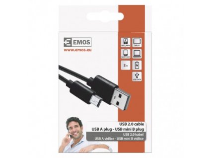 EMOS Nabíjecí a datový kabel USB-A 2.0 / mini USB-B 2.0, 2 m, černý SM7009BL