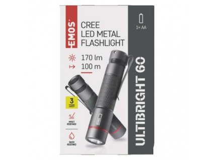 EMOS CREE LED kovová svítilna Ultibright 60, 170lm, 1xAA P3160