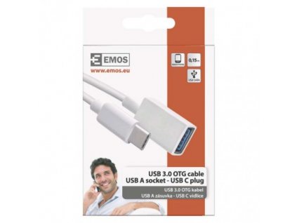 EMOS Datový OTG kabel USB-A 3.0 / USB-C 3.0  s funkcí redukce, 15 cm, bílý SM7054
