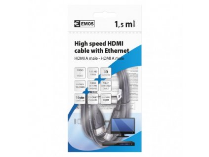 EMOS HDMI 2.0 high speed kabel ethernet A vidlice - A vidlice 1,5m SD0101