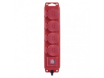 EMOS Prodlužovací kabel 5 m / 4 zásuvky / s vypínačem / černo-červený / guma-neopren / 1,5 mm2 P14151