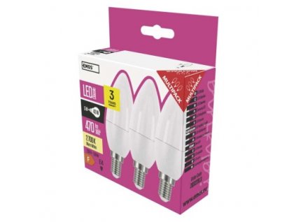 Emos LED CLS CANDLE 6W E14 WW 3 kusy