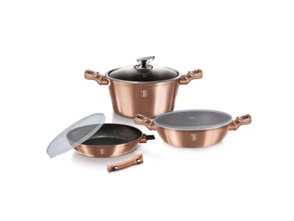 BERLINGERHAUS Sada nádobí s mramorovým povrchem 6 ks Rosegold Metallic Line BH-7051