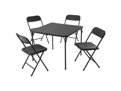 PROGARDEN Kempingový nábytek skládací  stůl + 4 židle černá KO-CM1000050