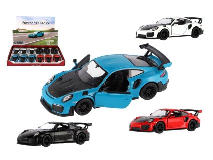 Auto Kinsmart Porsche 911 GT2 RS kov/plast 13cm 4 barvy na zpětné natažení 12ks v boxu