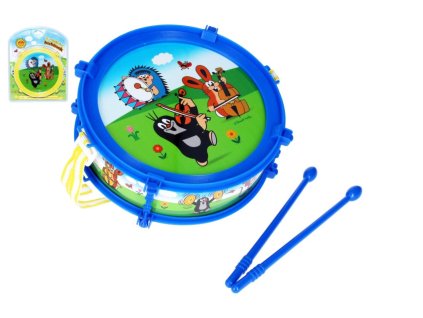Krtek/Krtečkův bubínek plast 20cm + 2 paličky 2 barvy v krabičce