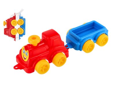 Lokomotiva/Vlak s vagonem 41cm plast v síťce 21x13x22cm 12m+