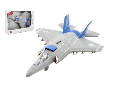 Letadlo/stíhačka plast 31cm na baterie se světlem se zvukem v krabici 32x22,5x9cm