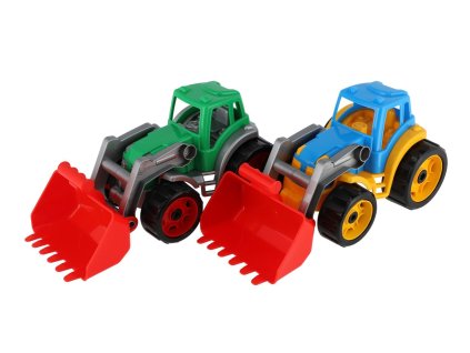 Traktor/nakladač/bagr se lžící plast na volný chod 2 barvy 17x37x17cm 12m+