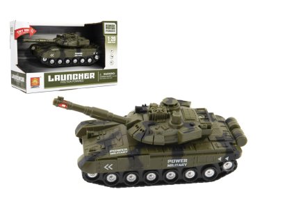 Tank plast 20cm na setrvačník na baterie se světlem se zvukem v krabici 24x16x11cm