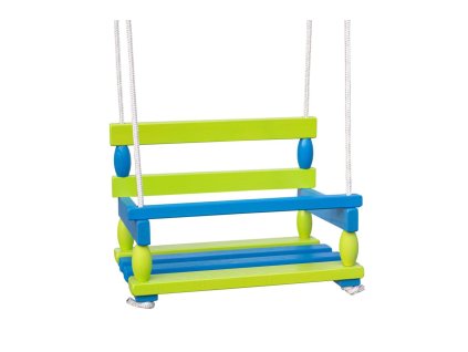 Houpačka dřevo modro-zelená 40x30cm nosnost 80kg v sáčku