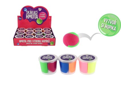 Hmota skákací hopíková v kelímku 7x6cm 3 barvy 12ks v boxu