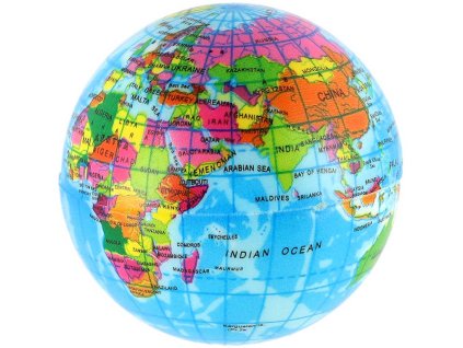 Míček zeměkoule pěnový 6cm soft balónek s potiskem