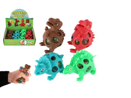 Dinosaurus antistresový mačkací sliz 7x5cm 4 barvy v sáčku 12ks v boxu