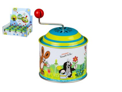 Hrající skříňka mlýnek Krtek kov 8cm 12ks v boxu 18m+