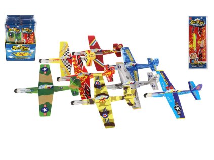 Letadlo házecí pěnové 18cm mix druhů v sáčku 36ks v boxu