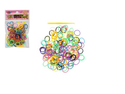 Udělej si svůj náramek - gumičky barevné 200ks s háčkem  v sáčku 8,5x13cm