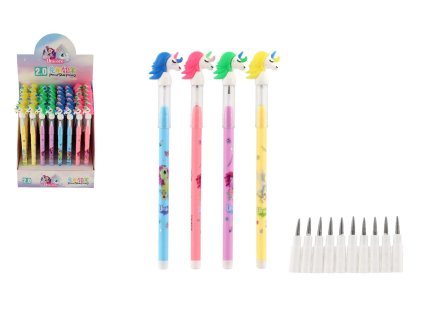 Tužka obyčejná jednorožec plast s vyměnitelnými hroty 10ks 4 barvy 48ks v boxu