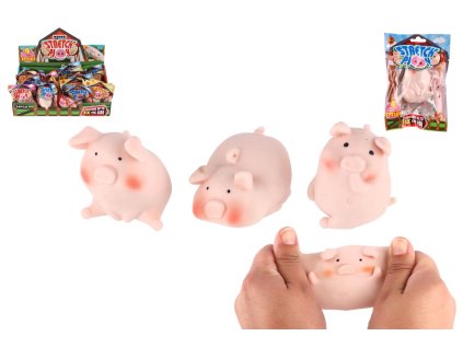 Prase/prasátko antistresové mačkací silikon 6cm 4 druhy 24ks v boxu