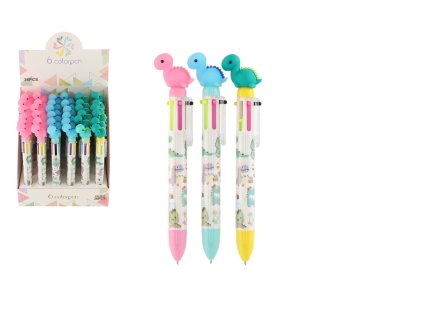 Tužka/pero dinosaurus 6 barev 17 cm plast 4 barvy 36ks v boxu