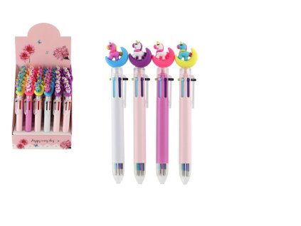 Tužka/pero jednorožec 6 barev 17 cm plast 4 barvy 36ks v boxu