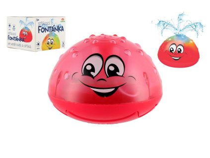 Hračka do vody Fontánka stříkací plast 10cm červená na baterie se světlem v krabičce 11x11x8cm