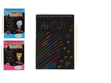 Škrabací/Vyškrabovací notes barevný 10 listů 20x14cm 2 barvy v sáčku