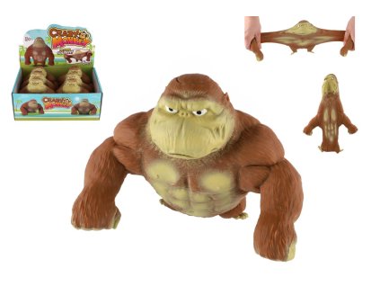 Opice/gorila antistresová natahovací 680 g silikon plněná pískem 16cm 6ks v boxu