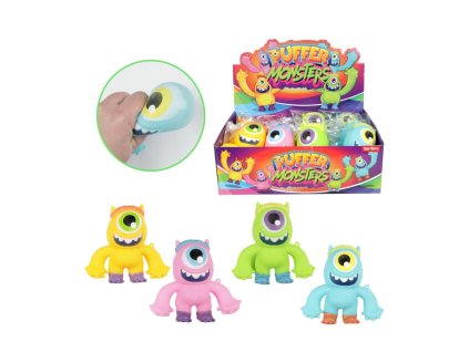 Příšerka gumová antistresová mačkací sliz 11cm 4 barvy 12ks v boxu